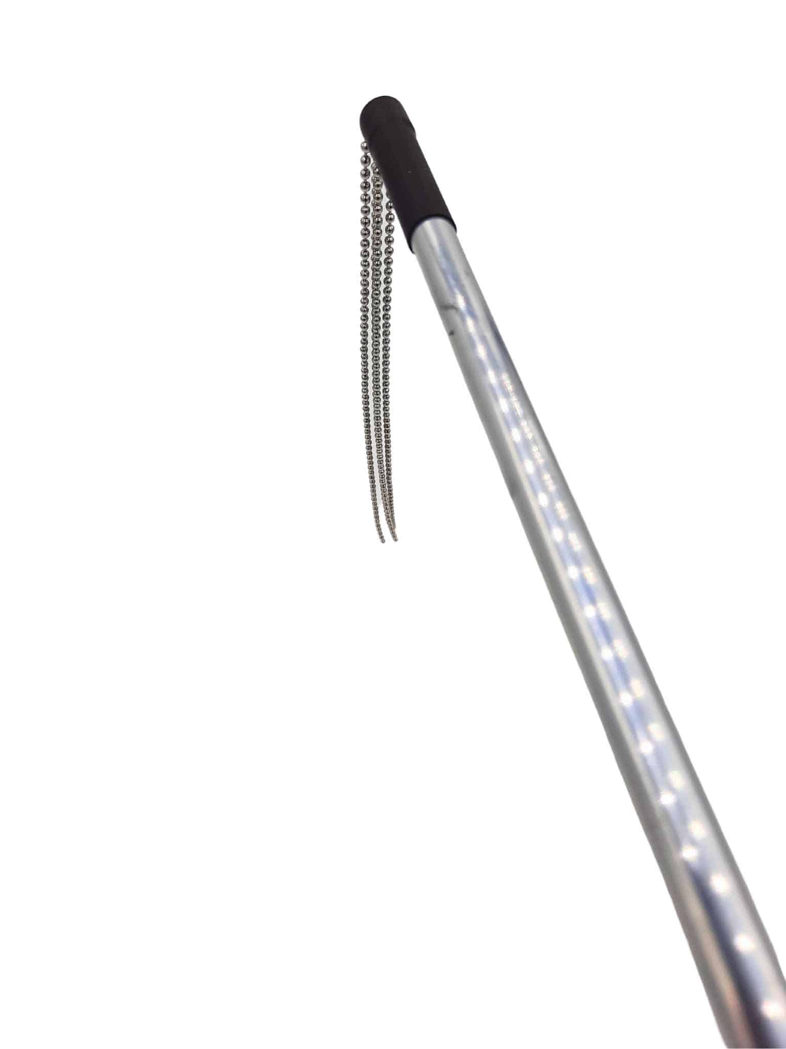 Silver Electric beaded flogger attached to a Violet Wand